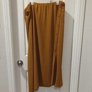 NWT Halogen Mustard Button-Trim Maxi Skirt